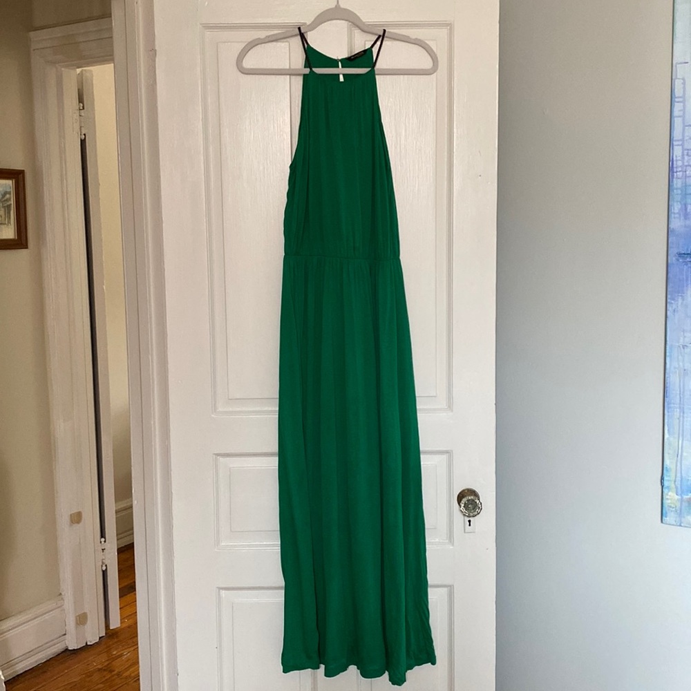 Massimo Dutti Kelly Green Cotton Maxi Dress